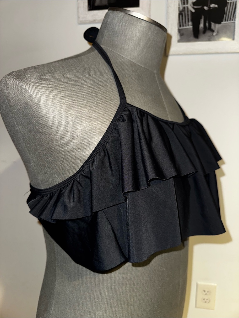 Black Ruffle Bikini Top